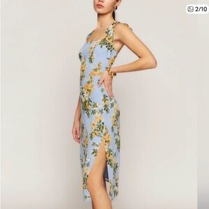 NWT Anthropologie Reformation blue lemon print Besse Dress - New Size 12